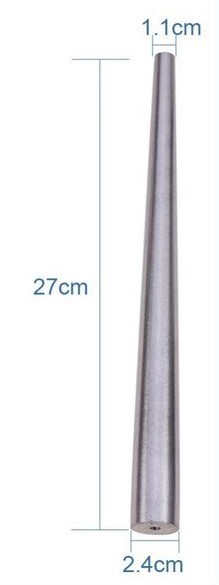 Tribulet staal massief Metalen ringstok lengte 27 cm