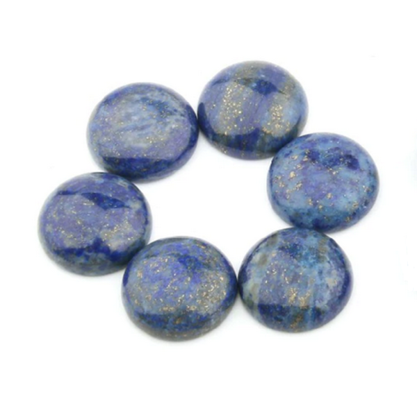 Cabochon 10 mm rond natuursteen Lapiz Lazuli  Verpakt per 2