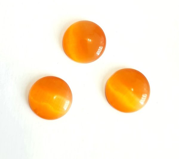 Glas cabochon rond 14 mm . Zalm oranje