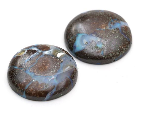 Cabochon natuursteen, rond, boulder opaal 6mm