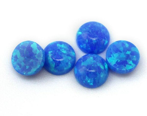 Opaal Synhetische opaal cabochon Blauw  6mm