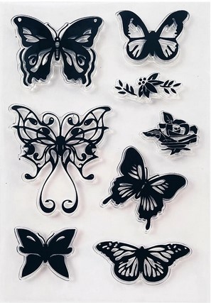 Stempelmat siliconen 11*16 cm  verschillende vlinders