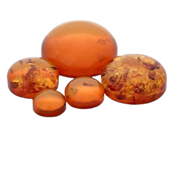 Amber Cabochon natuursteen. Rond. 6mm